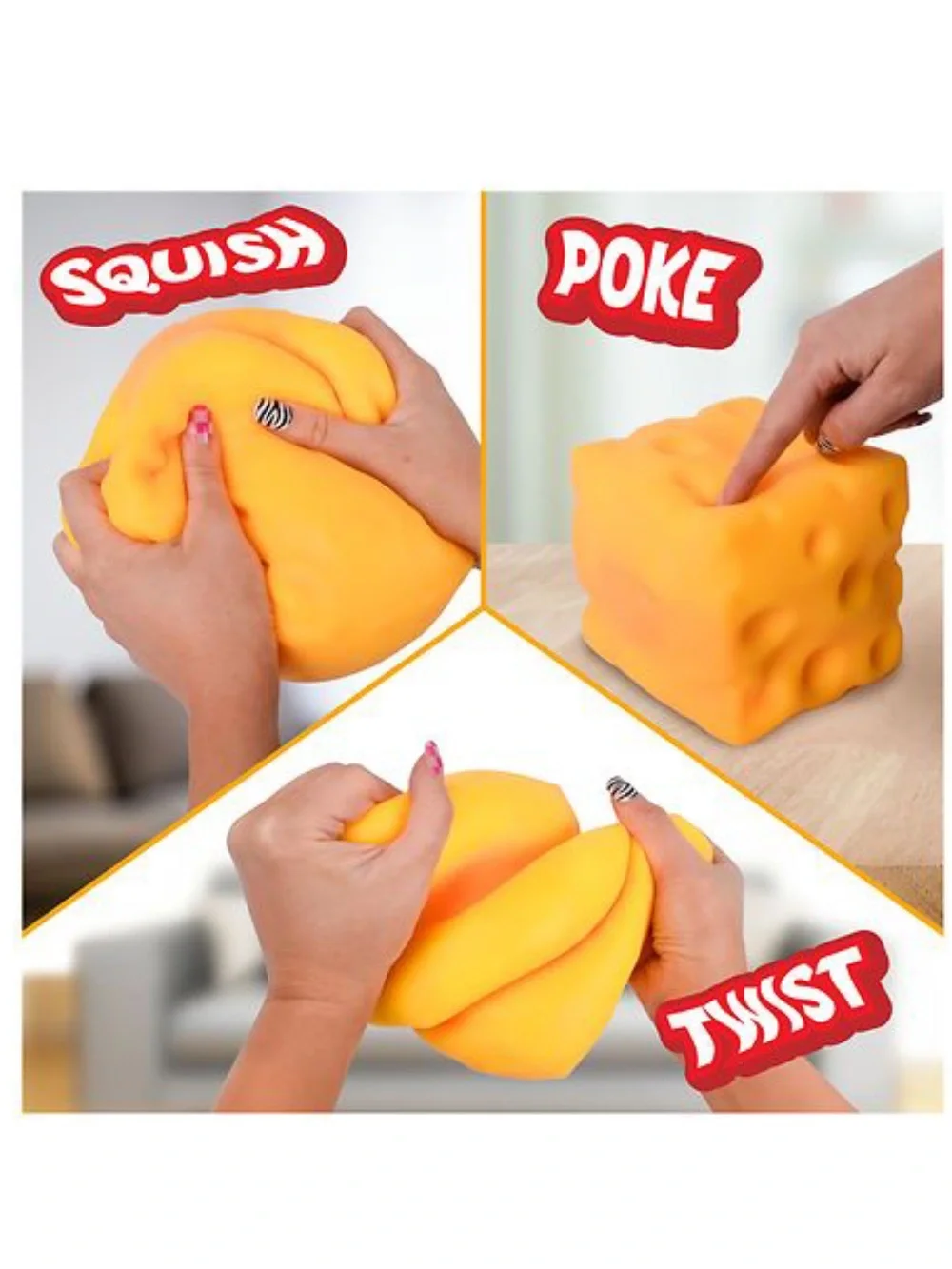 Sunny Days Viral Rare Squeeze Cheese Stress Sensor Squishy Toy - Yellow